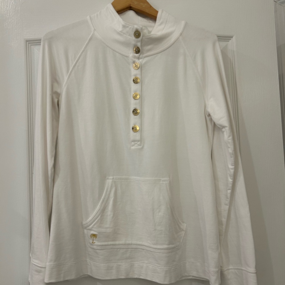 Lilly Pulitzer white Captain Popover with Gold Accents